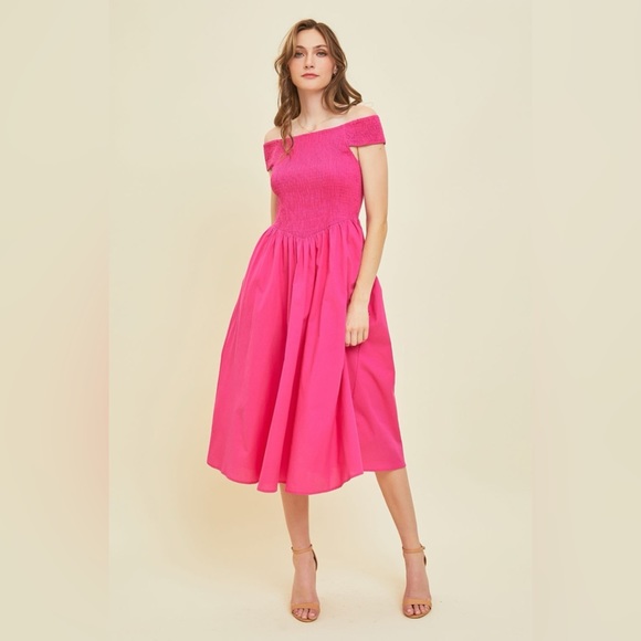 HEYSON Smocked Cutout Midi Dress